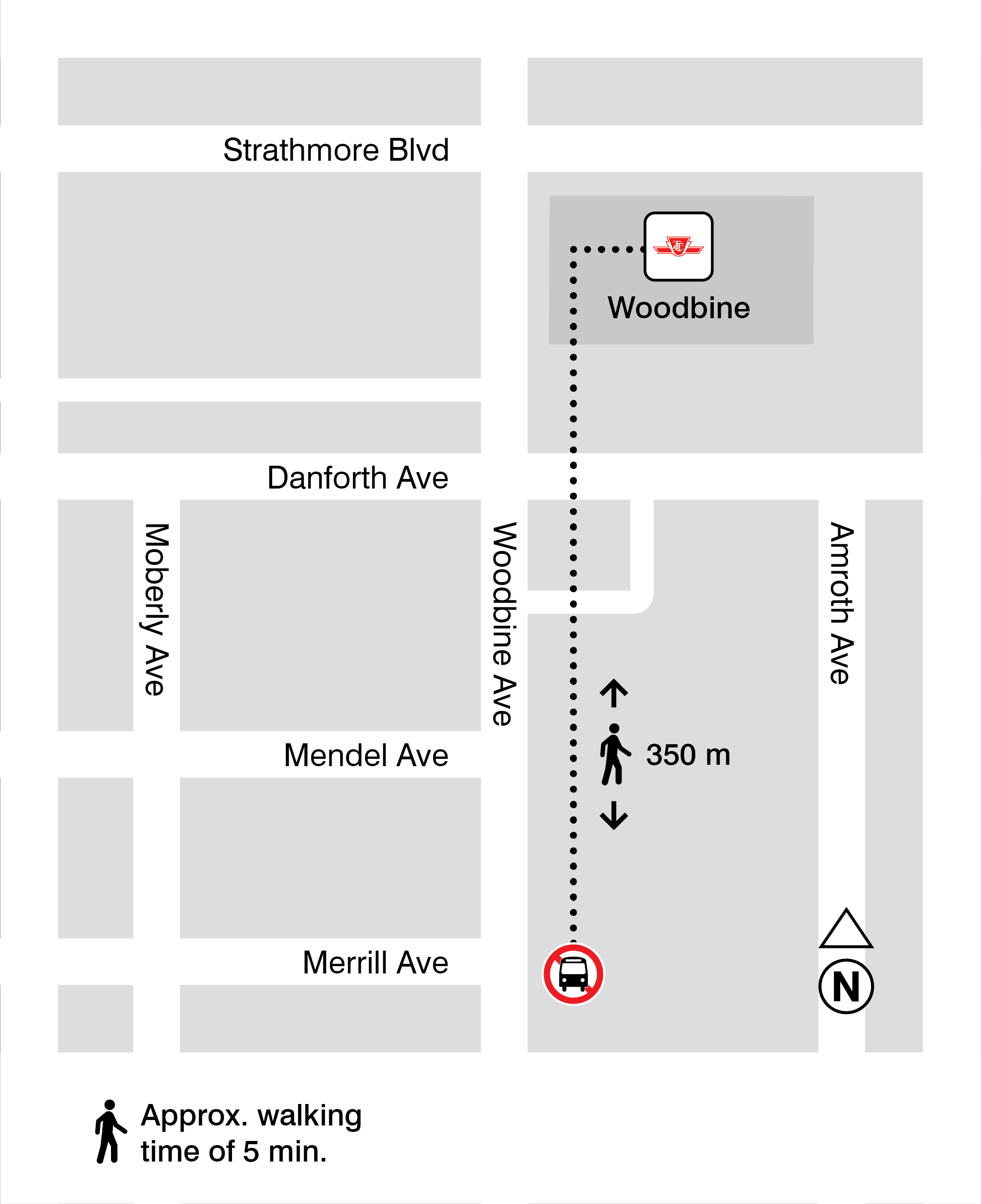 Map for stops 15612 and 14805