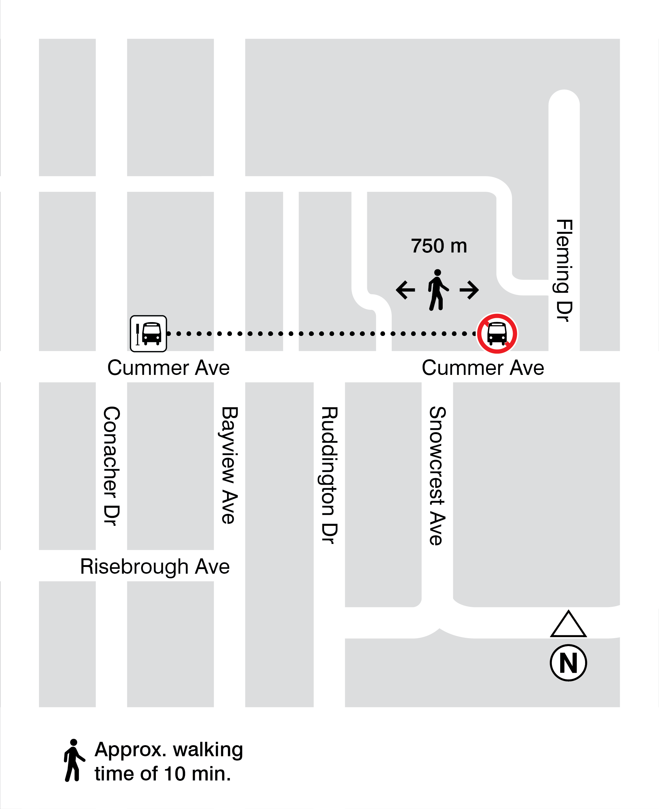 Map for stops 16325 and 1806