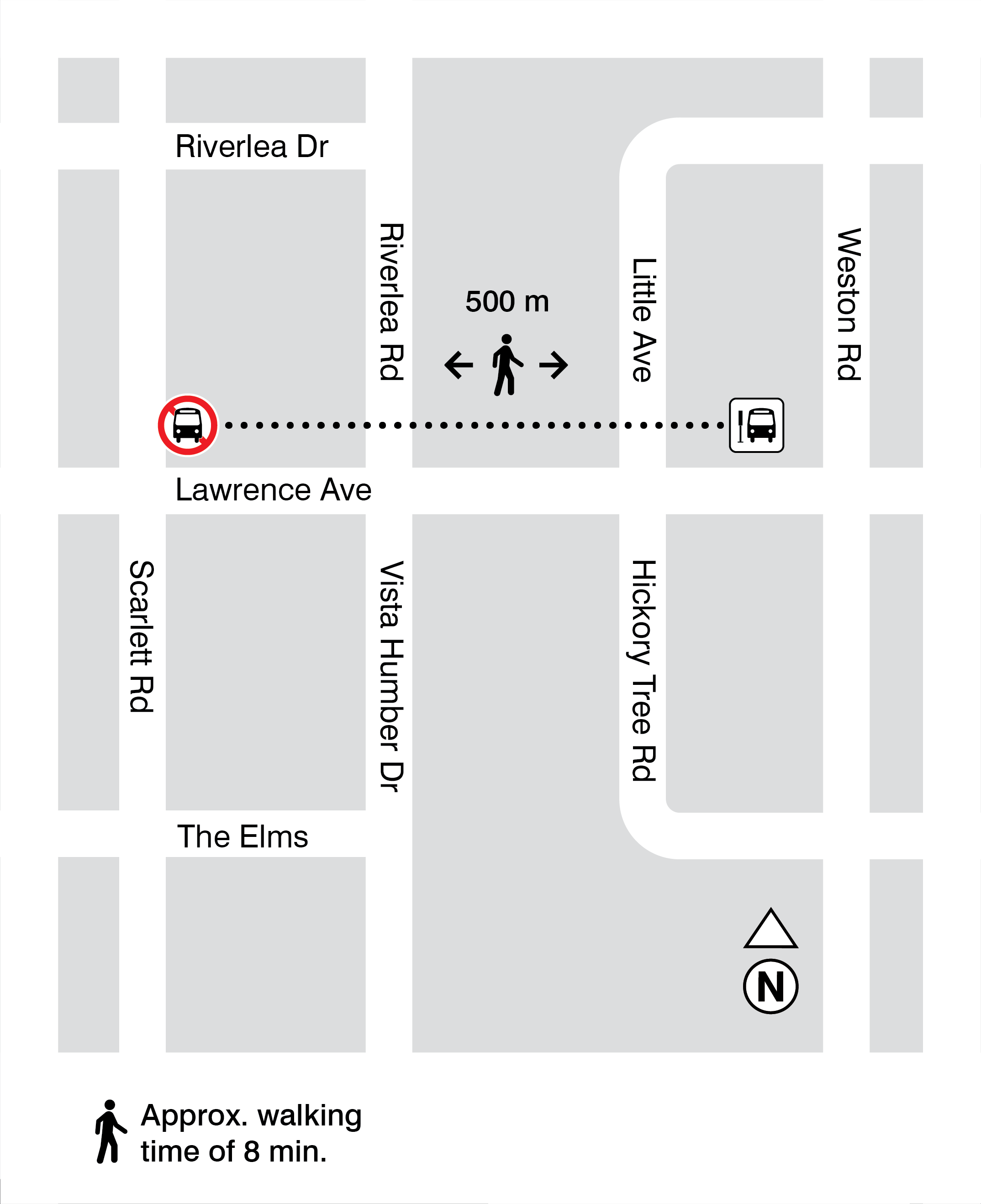 Map for stops 5406 and 5387