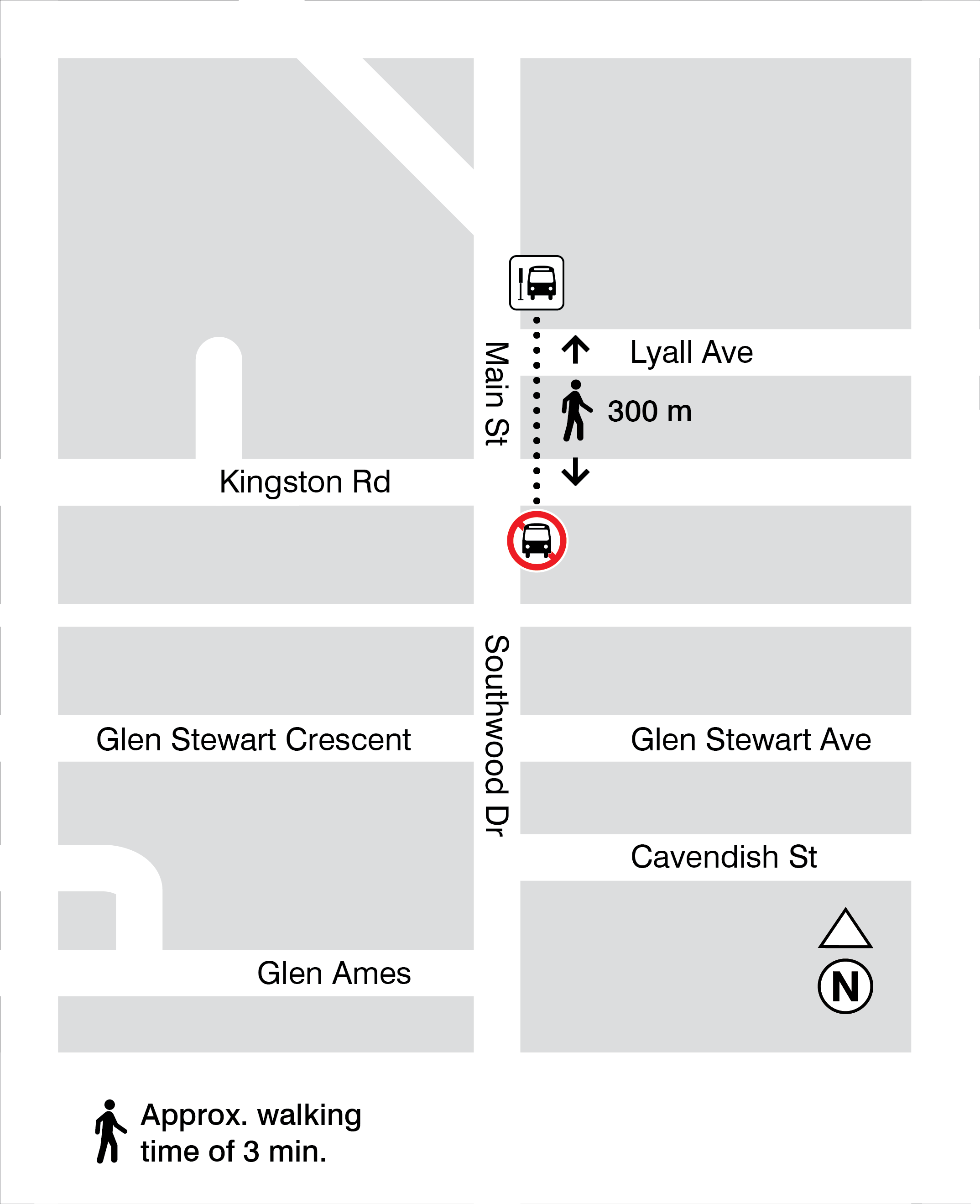 Map for stops 6099 and 5535